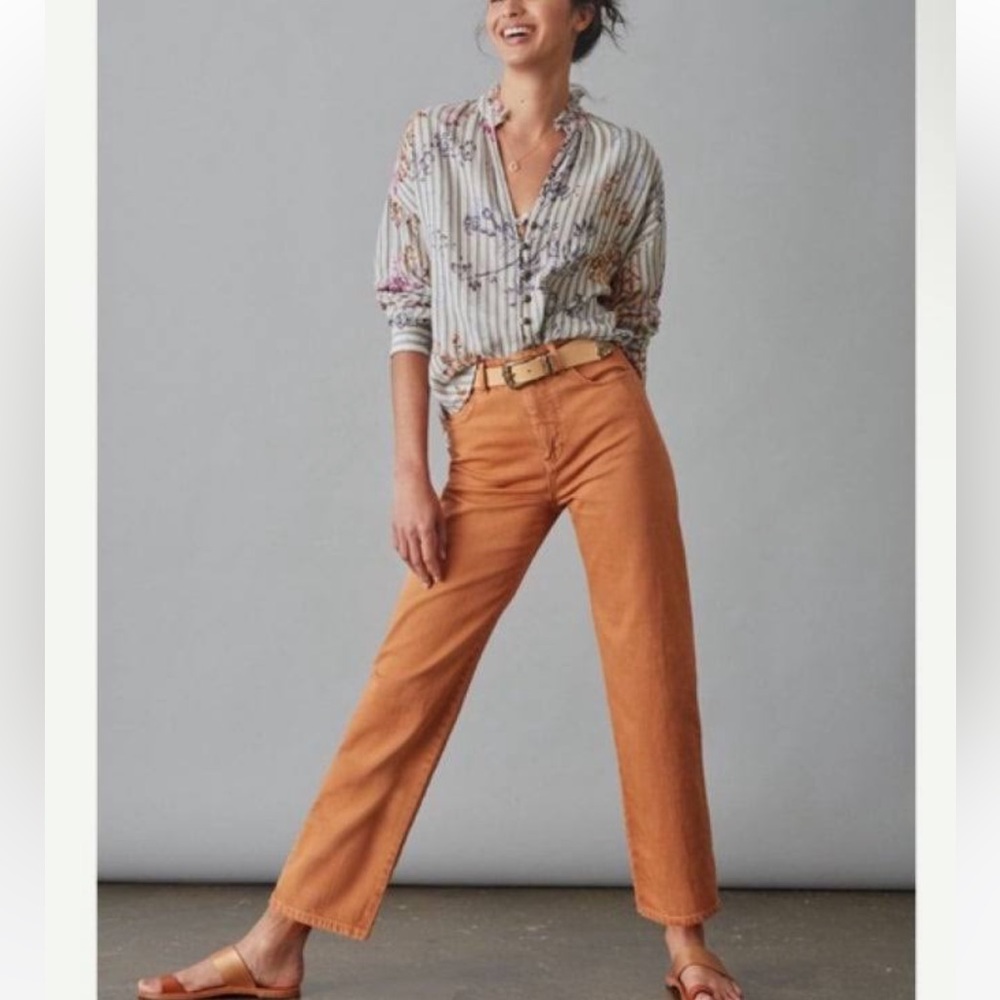 Anthropologie high rise orange denim